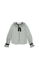 ELISABETTA FRANCHI GEORGETTE COLLARED DOTTED BLOUSE