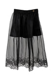 ELIE SAAB 2PC LOGO EMBROIDERED ORGANZA SHIRT WITH SKIRT