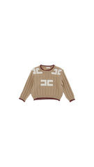 ELIZABETH  FRANCHI LOGO CABLE KNIT SWEATER