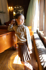 ELLE RAE 2PC PLAID BLOUSE WITH PLEATED SKIRT