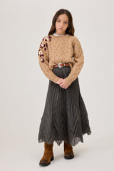 ERMANNO SCERVINO CHIFFON CHEVRON PLEAT BOTTOM PLEATED SKIRT