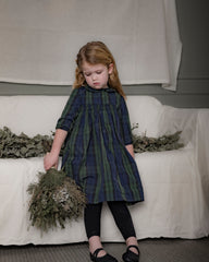 COSMOSOPHIE PAOLA PLAID RUFFLE COLLAR DRESS