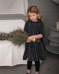 COSMOSOPHIE PAOLA PLAID RUFFLE COLLAR DRESS