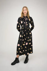 ZAIKAMOYA THELMA TIE NECK FLOWER PRINT DRESS