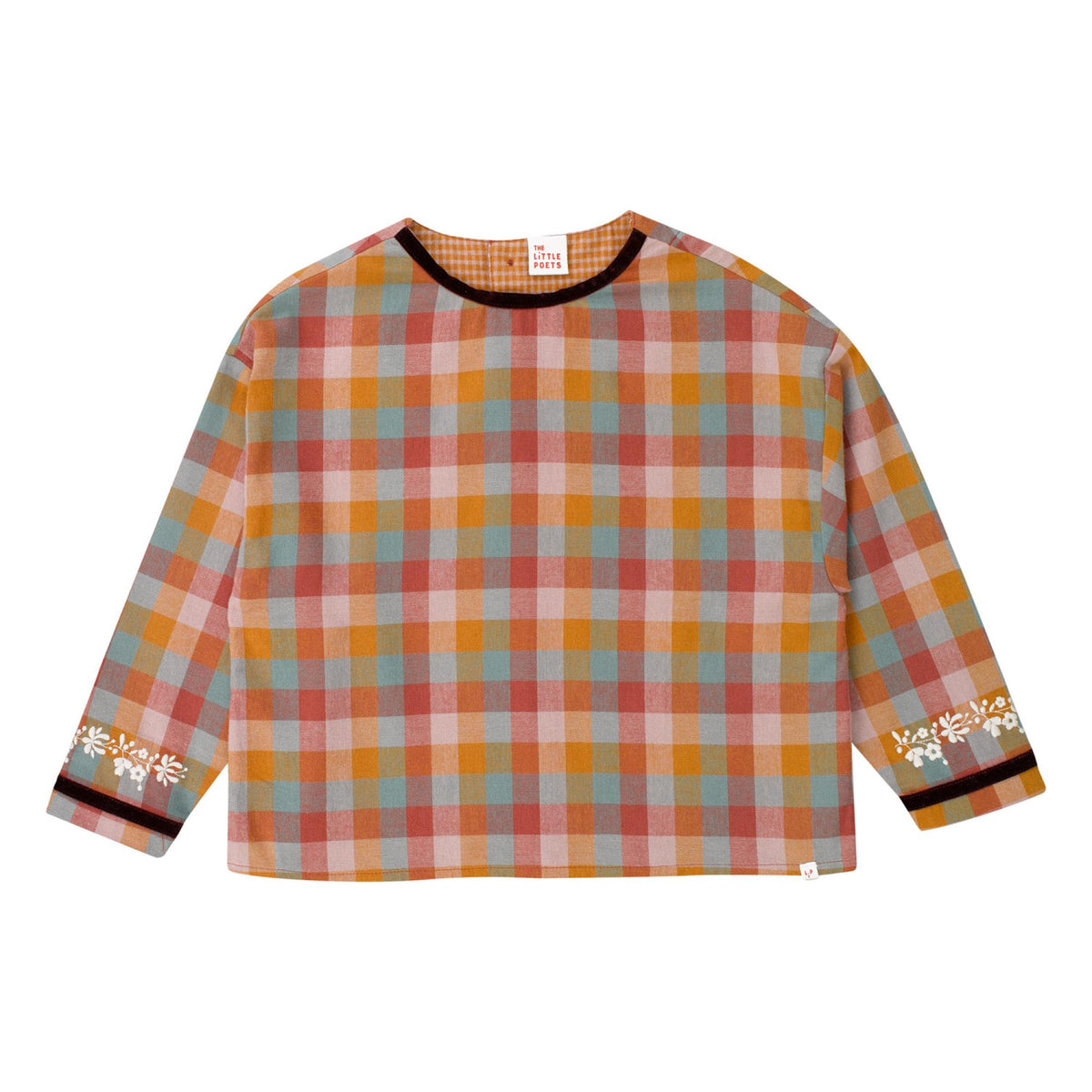 THE LITTLE POETS 2PC ELISE EMBROIDERED CHECKED SHIRT WITH AMALIA SKIRT