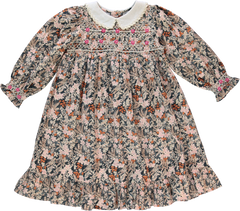 BEBE ORGANIC ELORA FALL BLOOMS SMOCKED DRESS