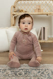 BEE & DEE 3PC EMBROIDERED CENTER EMBOSSED FOOTIE, BONNET AND BLANKET SET