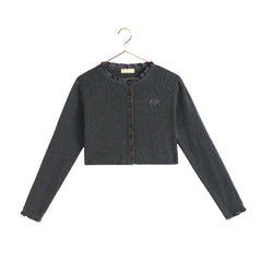 RETRO KID EMERSON RUFFLE KNIT CROP CARDIGAN