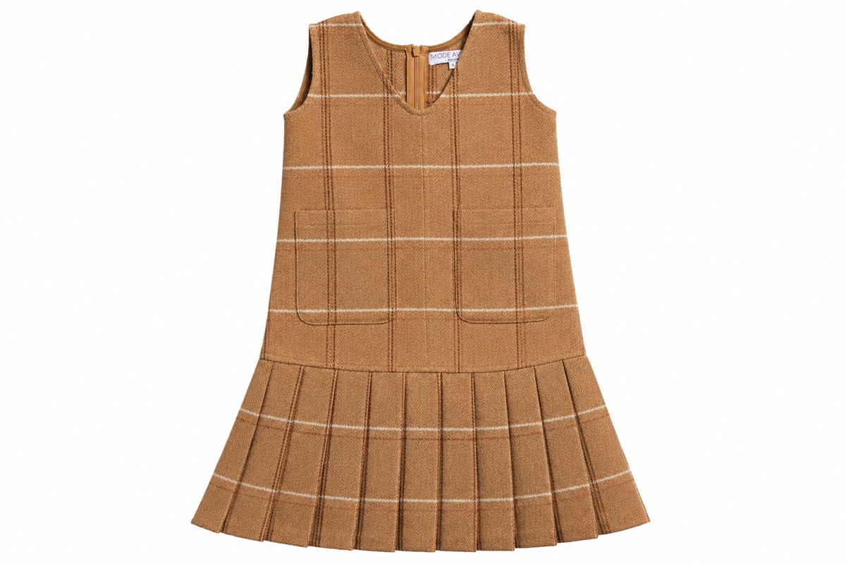 MODE AVANT PARIS WOOL PLEAT PLAID JUMPER