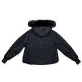 ELLABEE BLACK RACCOON FUR ZIP PUFFER