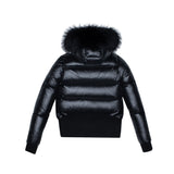 ELLABEE BLACK RACCOON FUR ACCENT ZIPPER BOMBER