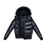 ELLABEE BLACK RACCOON FUR ACCENT ZIPPER BOMBER