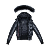 ELLABEE BLACK RACCOON FUR ACCENT ZIPPER BOMBER