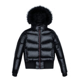 ELLABEE BLACK RACCOON FUR ACCENT ZIPPER BOMBER