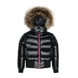 ELLABEE NATURAL RACCOON FUR ACCENT ZIPPER BOMBER