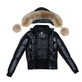 ELLABEE TEENS NATURAL RACCOON FUR TRIM & POM POMS DOWN BOMBER