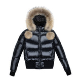 ELLABEE TEENS NATURAL RACCOON FUR TRIM & POM POMS DOWN BOMBER