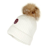 ELLABEE RIBBED FOX FUR POM POM BEANIE