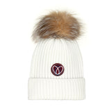 ELLABEE RIBBED FOX FUR POM POM BEANIE