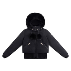 ELLABEE LAYLA CANVAS POM POM FOX  BOMBER