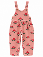 PIUPIUCHICK ALLOVER BIG FLOWERS PRINT CORDUROY OVERALLS