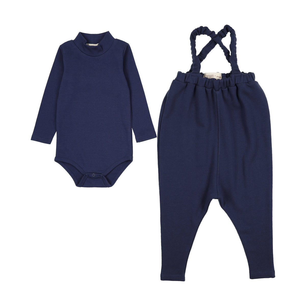 FARREN & ME 2PC MOCKNECK ONESIE WITH FRENCH TERRY OVERALL SET