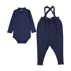 FARREN & ME 2PC MOCKNECK ONESIE WITH FRENCH TERRY OVERALL SET