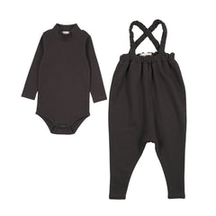 FARREN & ME 2PC MOCKNECK ONESIE WITH FRENCH TERRY OVERALL SET