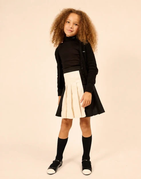 LITTLE PARNI 2PC CARDIGAN WITH SHORT PLEATED SKIRT