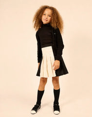 LITTLE PARNI 2PC CARDIGAN WITH SHORT PLEATED SKIRT