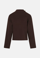 FUN FUN BUTTON DETAIL RIBBED MOCKNECK SWEATER