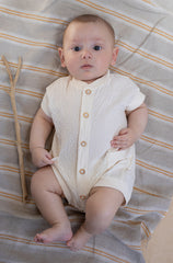 1+ IN THE FAMILY 2PC FILIPOS BUTTON UP ROMPER WITH PIRGOS CAP