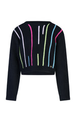 FUN FUN MULTI COLOR KNIT STRIPE DETAIL SWEATER