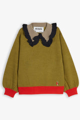WOLF & RITA KNIT COLLARED COLORBLOCK SWEATER