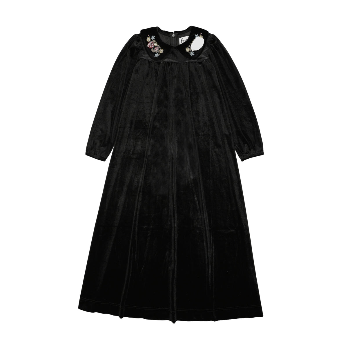 FROO STYLE CANDICE EMBROIDERED COLLAR VELVET MAXI DRESS