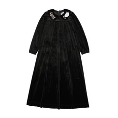 FROO STYLE CANDICE EMBROIDERED COLLAR VELVET MAXI DRESS