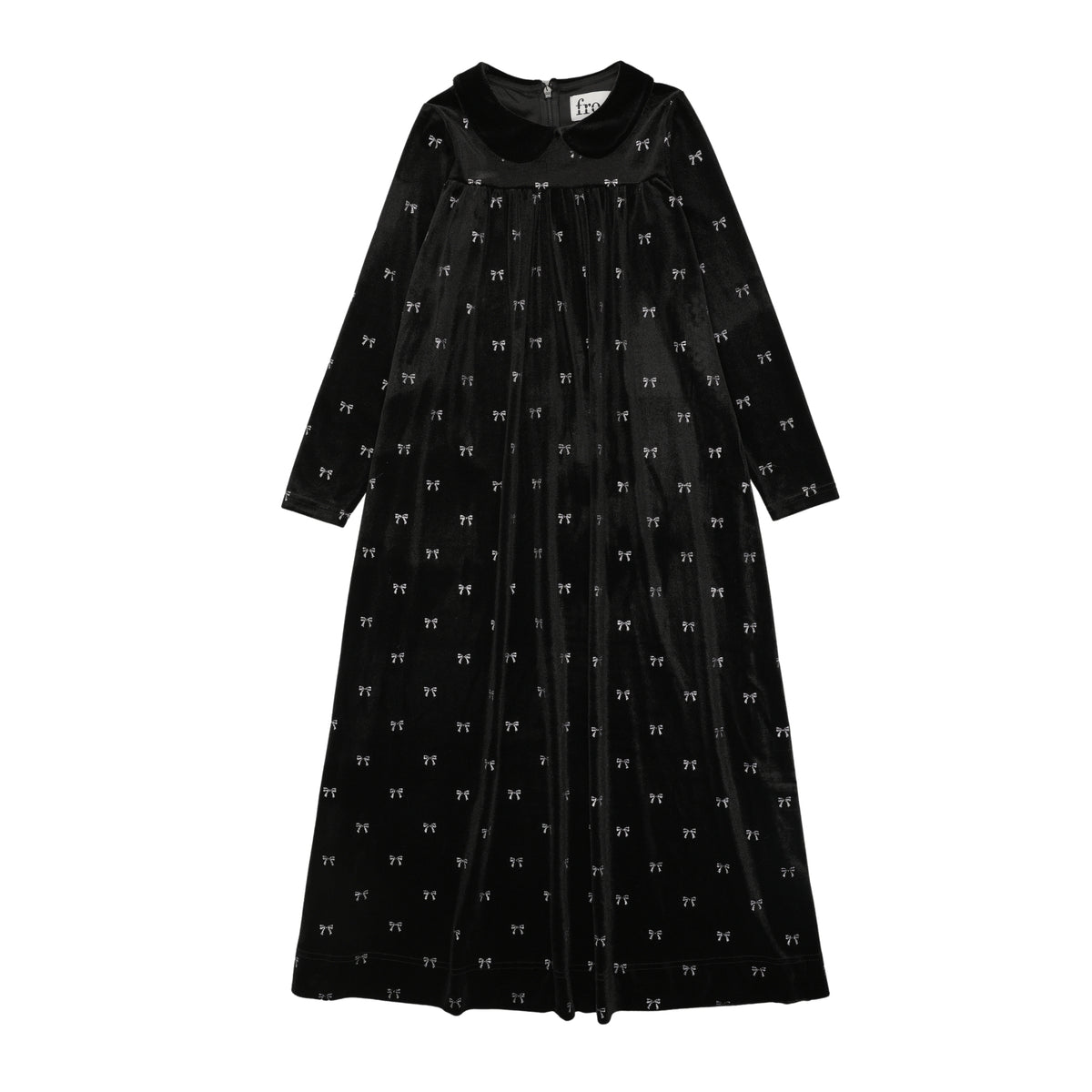 FROO STYLE VELOUR BOW MAXI DRESS