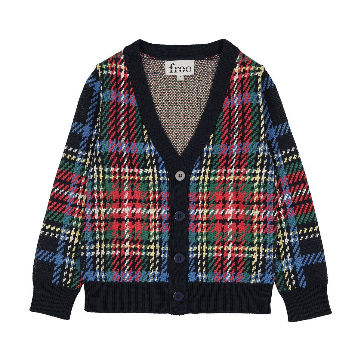 FROO STYLE PREPPY PLAID CARDIGAN