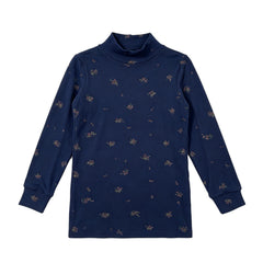 NOU NELLE 2PC FLORAL TURTLENECK WITH DENIM JUMPER