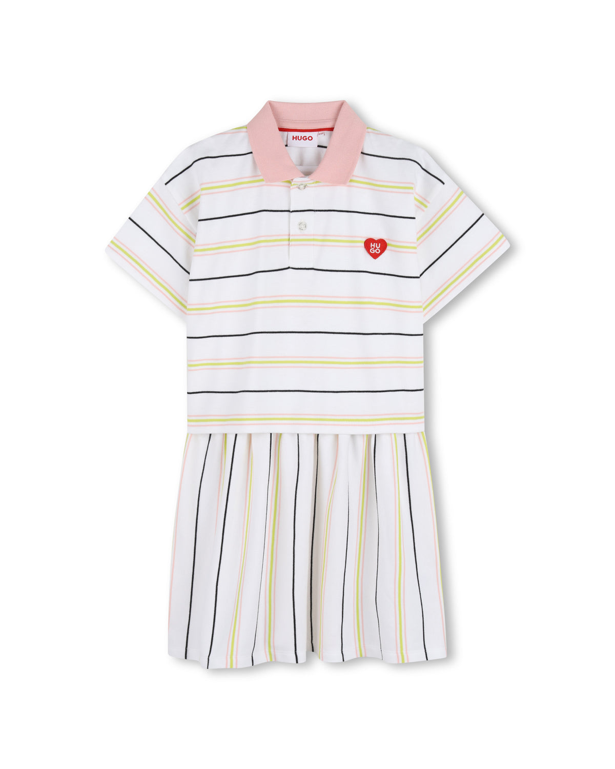 HUGO STRIPE 2 IN 1 EFFECT DRESS POLO STYLE