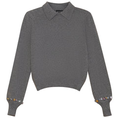 GEM CRYSTAL EMBELLISHED COLLAR SWEATER