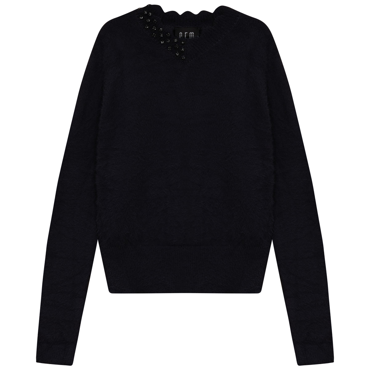 GEM FURRY SCALLOPED SWEATER
