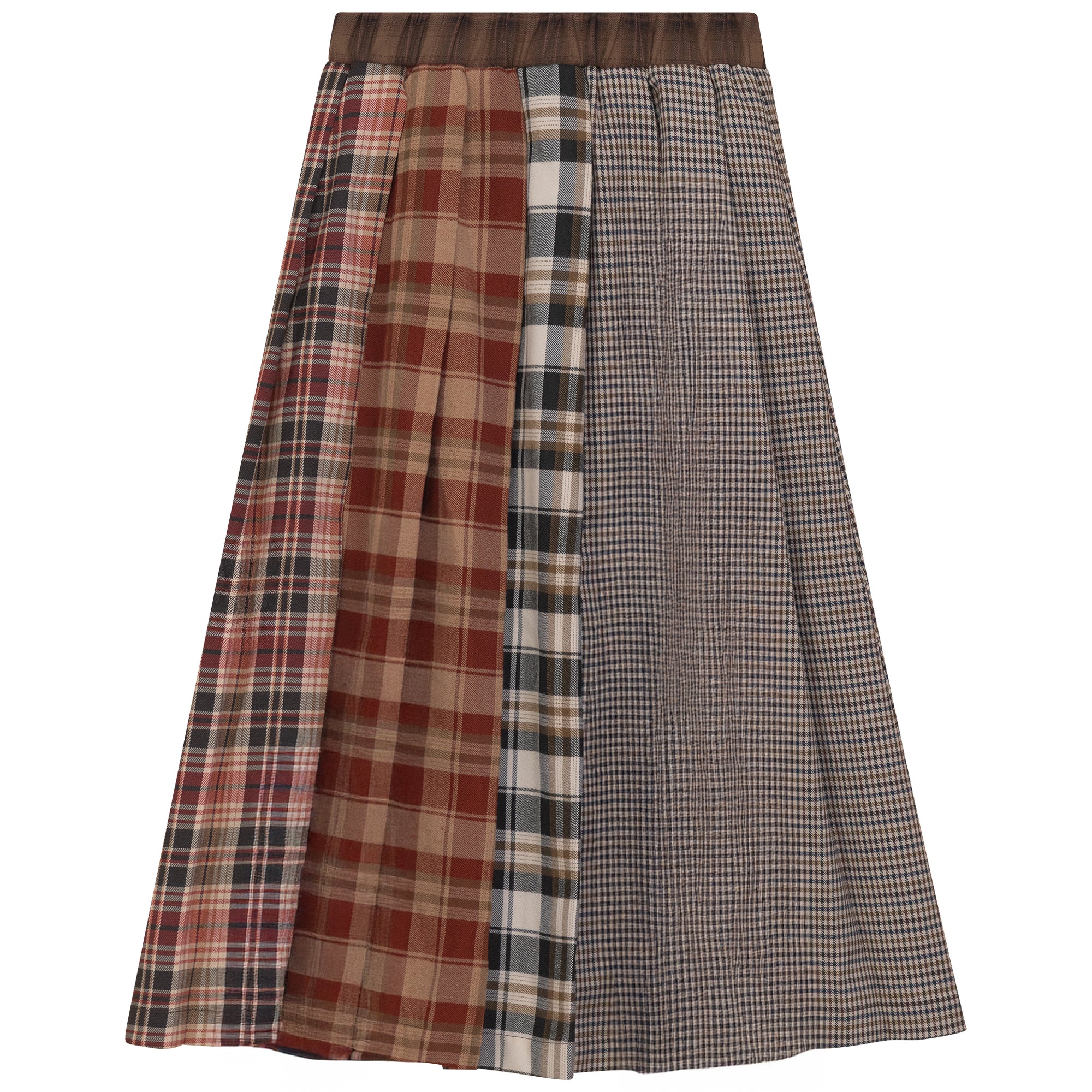 GEM 2PC RIBBED MOCKNECK WITH PLAID PANEL PLEATED SKIRT
