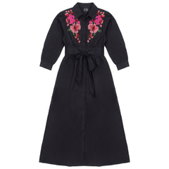 GEM FLORAL EMBROIDERED SHIRT DRESS