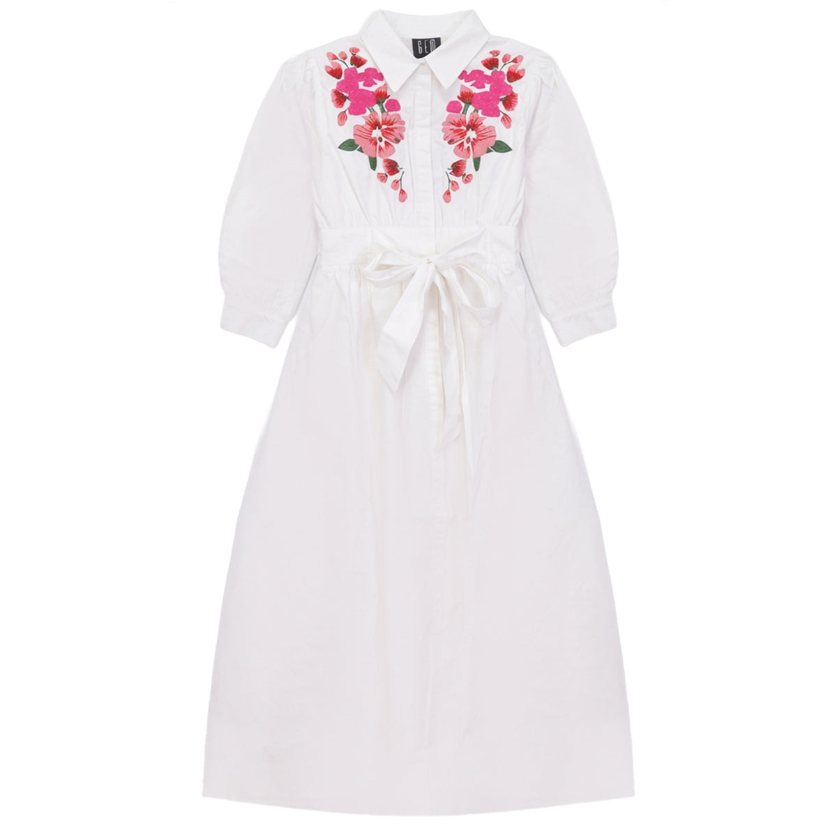 GEM FLORAL EMBROIDERED SHIRT DRESS