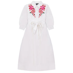 GEM FLORAL EMBROIDERED SHIRT DRESS