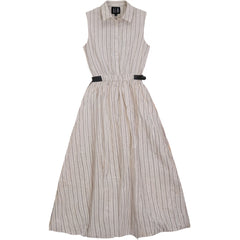 GEM BUBBLE HEM STRIPE SLVLS SHIRT DRESS