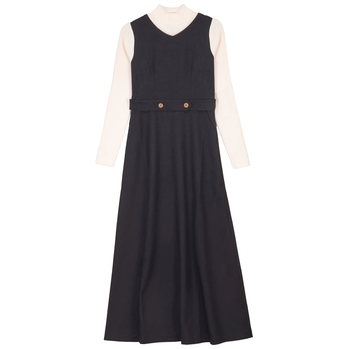 GEM MOCK NECK WOOL DRESS
