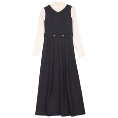 GEM MOCK NECK WOOL DRESS