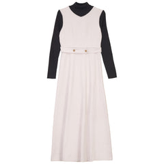 GEM MOCK NECK WOOL DRESS